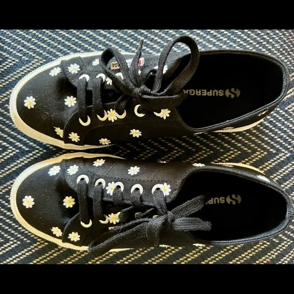 Superga Black Floral Tennis Shoes - Picture 6 of 6